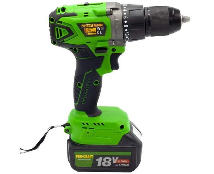 Шуруповерт акумуляторний PRO-CRAFT Industrial РА-18 BL Extra (метал. корпус редуктора) в кейсі 101801 фото