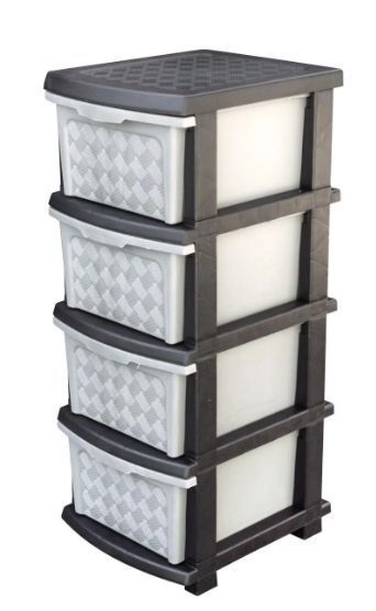 Комод R-plastic "Компакт" на 4 шухляди 34*40*86 см сіро-чорний 04015 фото