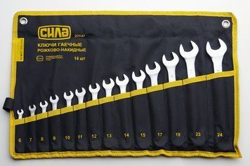 Набір ключів жито-нак 14 шт СИЛА (6-24 мм) CrV тканинний чохол 201147 фото