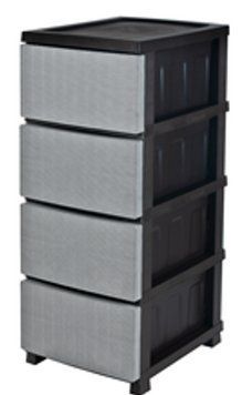 Комод R plastic "РОТАНГ" на 4 шухляди 35*45*86см сіро-чорний 34007 фото